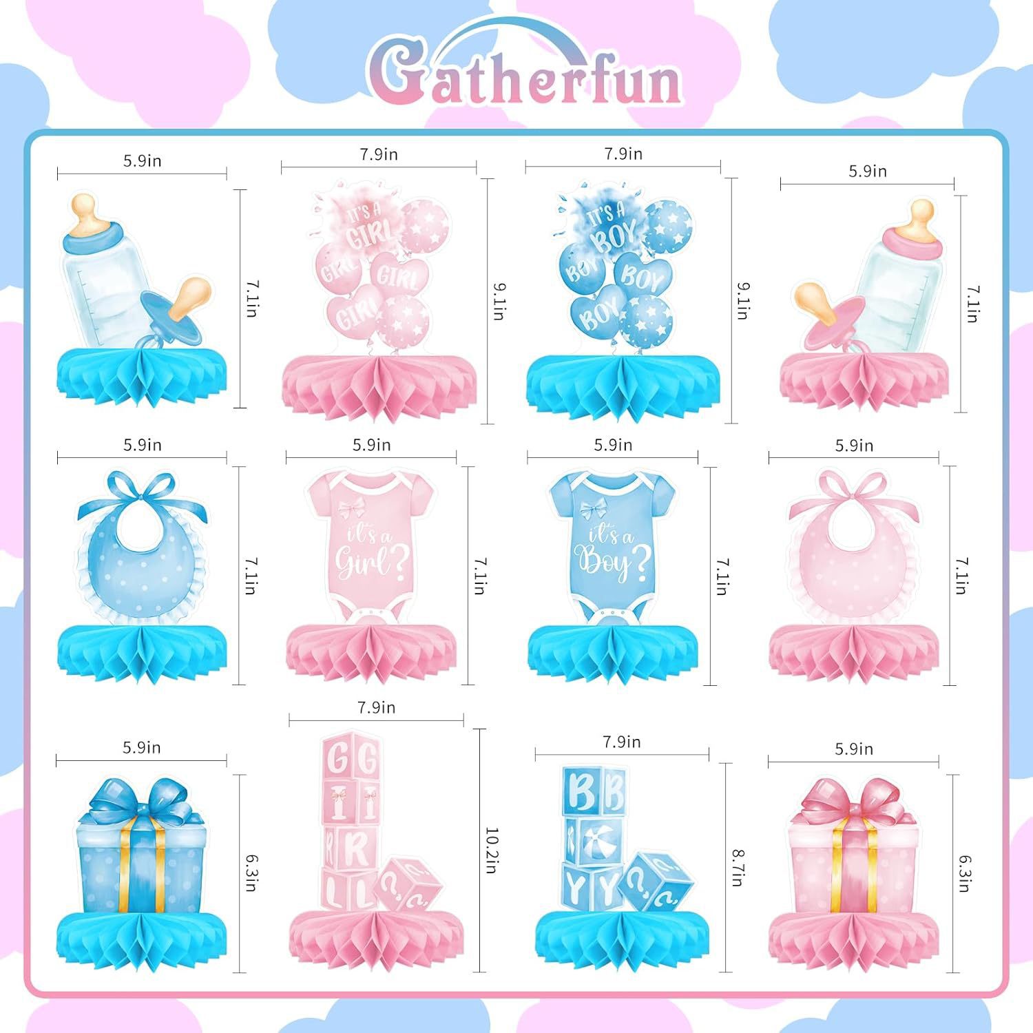 12PCS/Set Gender Reveal Honeyc - Tablet Accessories Kit review and price